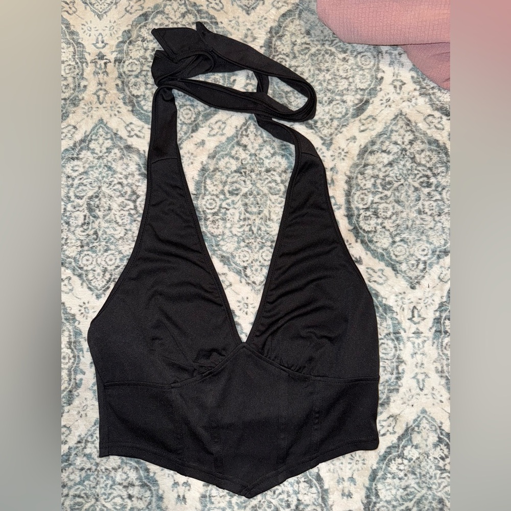 SHEIN Elegant Black Halter Top